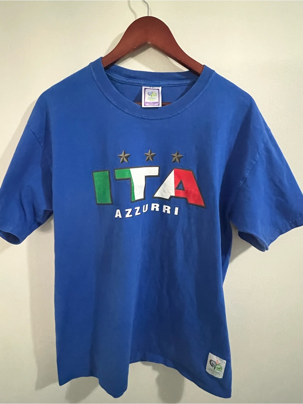 Vintage 2006 FIFA World Cup Germany Italy Azzurri T-Shirt Blue Soccer Tee